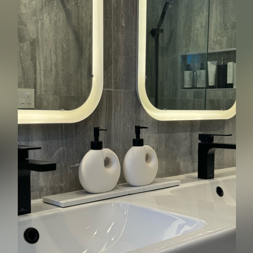 Ceramic Soap Dispenser - white with black hardware